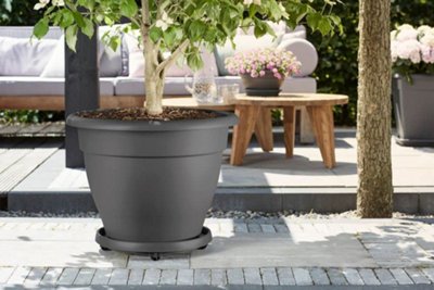 Elho Universal Round Planttaxi 35cm for Plastic Plant Pots in Anthracite