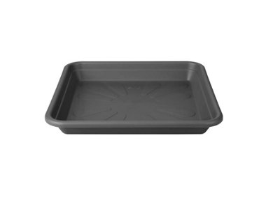 Elho Universal Square Saucer 25cm for Plastic Plant Pot in Anthracite