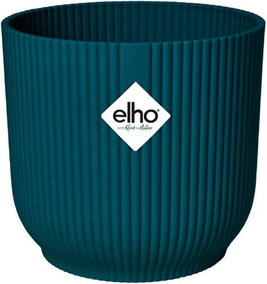 Elho Vibes Fold 14cm Round Deep Blue Recycled Plastic Plant Pot