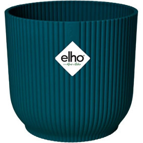Elho Vibes Fold 14cm Round Deep Blue Recycled Plastic Plant Pot