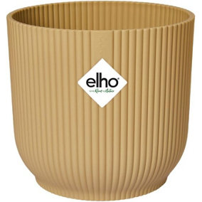 Elho Vibes Fold 18cm Round Butter Yellow Recycled Plastic Plant Pot