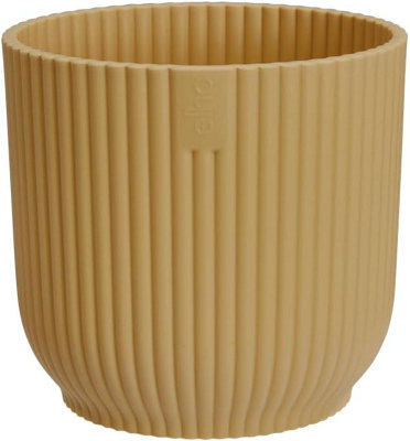 Elho Vibes Fold Mini 11cm Round Butter Yellow Recycled Plastic Plant Pot