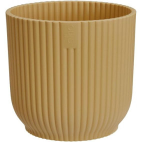 Elho Vibes Fold Mini 11cm Round Butter Yellow Recycled Plastic Plant Pot