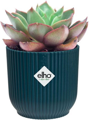 Elho Vibes Fold Mini 11cm Round Deep Blue Recycled Plastic Plant Pot