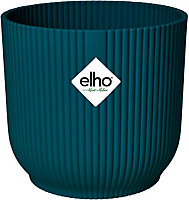 Elho Vibes Fold Round 35cm Plastic Plant Pot with Wheels in Deep Blue