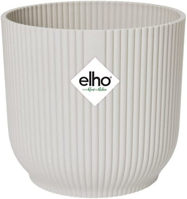 Elho Vibes Fold Round 35cm Plastic Plant Pot with Wheels in Silky White