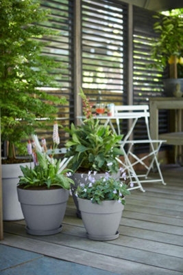 elho Vibia Campana Round 25 - Plant Pot for Outdoor - 100% Recycled Plastic - 24.5 x H 21.0 cm - Living Concrete
