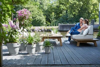 elho Vibia Campana Round 25 - Plant Pot for Outdoor - 100% Recycled Plastic - 24.5 x H 21.0 cm - Living Concrete