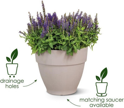 elho Vibia Campana Round 25 - Plant Pot for Outdoor - 100% Recycled Plastic - 24.5 x H 21.0 cm - Living Concrete