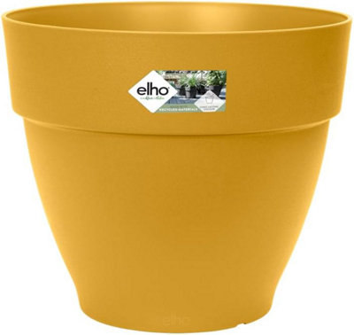 Elho Vibia Campana Round 25cm Honey Yellow Recycled Plastic Plant Pot