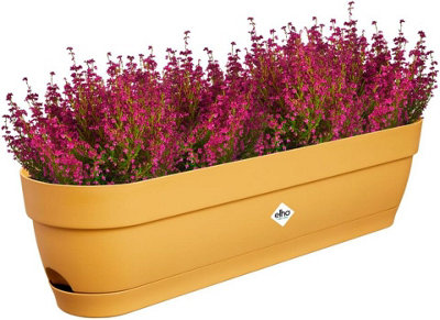 Elho Vibia Campana Trough Honey Yellow 70cm Recycled Plastic Plant Pot - 3