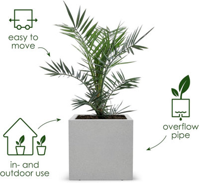 Elho Vivo Next Square 40cm Living Concrete Recycled Plastic Planter with Wheels