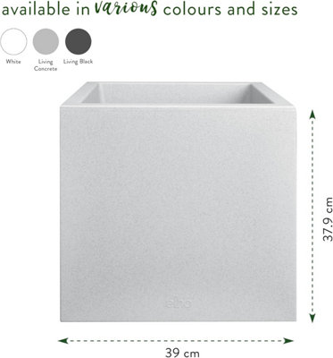 Elho Vivo Next Square 40cm Living Concrete Recycled Plastic Planter with Wheels - 6