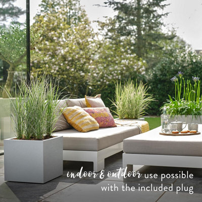 Elho Vivo Next Square 40cm Living Concrete Recycled Plastic Planter with Wheels - 7