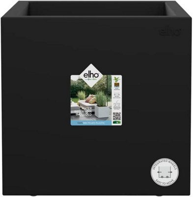 Elho Vivo Next Square 40cm Plastic Plant Pot in Living Black