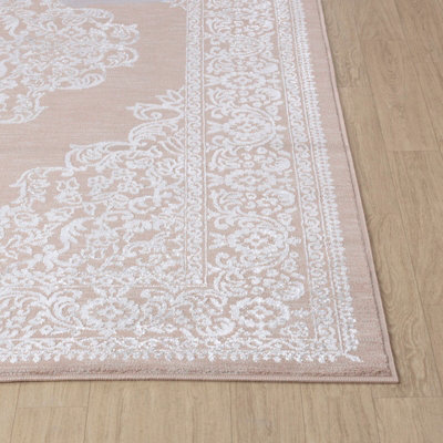ELIN Vintage Traditional Oriental Boho Beige/White Area Rug 160 x 220 cm