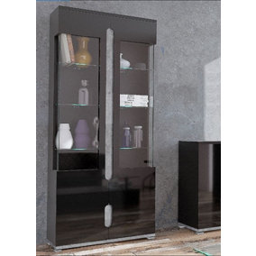 Elise Black High Gloss And Grey Display Cabinet T02