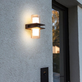 ELISE - CGC Dark Grey Double Cylinder LED Outdoor Wall Light