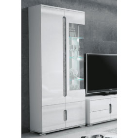 Elise White High Gloss And Grey 1 Glass Door Display Cabinet T22