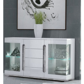 Elise White High Gloss And Grey Glass Door Sideboard T32
