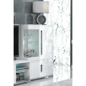 Elise White High Gloss And Grey Low Display Cabinet T12