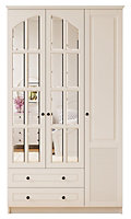 ELISE XL 3 Door 2 Drawer Mirrored White Wardrobe