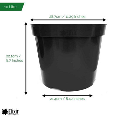 Elixir Gardens 10L Black Recycled Plastic Plant Pot x2