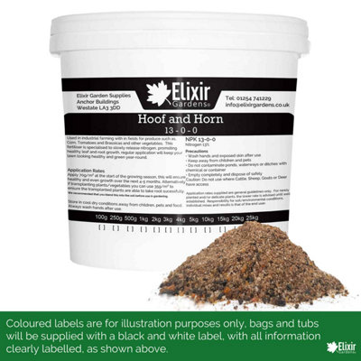 Elixir Gardens 13-0-0 Hoof and Horn Organic Plant Food Fertiliser x25kg Tub