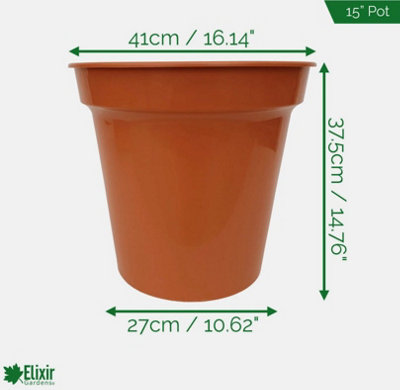 Elixir Gardens 15 inch Glossy Terracotta Plant Pots x12