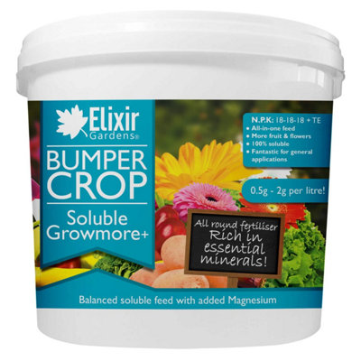 Elixir Gardens 18:18:18 Bumper Crop Soluble Growmore+ Fertiliser & Feed ...