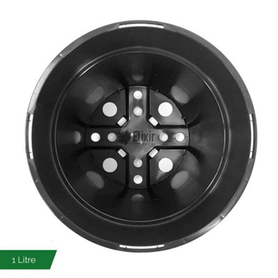 Elixir Gardens 1L Black Recycled Plastic Plant Pot x10