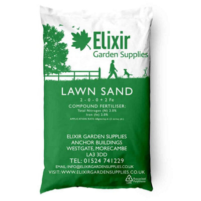 Elixir Gardens 2-0-0-2Fe Lawn Sand Professional Grass/Paddcock Top Dressing + Nitrogen Feed in bag x5kg