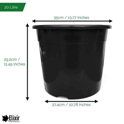 Elixir Gardens 20L Black Recycled Plastic Plant Pot x15