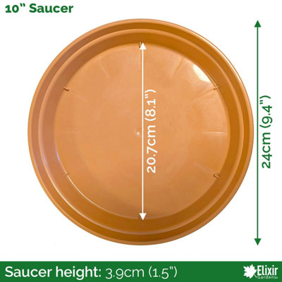 Elixir Gardens 25cm Terracotta Effect Plastic Plant Pot Saucer x70