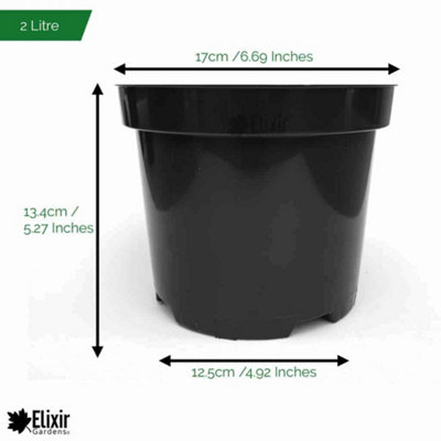 Elixir Gardens 2L Black Recycled Plastic Plant Pot x4
