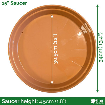 Elixir Gardens 38cm Terracotta Effect Plastic Plant Pot Saucer x4