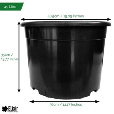 Elixir Gardens 45L Black Recycled Plastic Plant Pot x3
