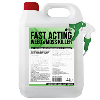 Elixir Gardens 4L Fast Acting Weed & Mosskiller Natural & Organic  Glyphosate-Free Acetic Acid x2