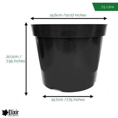 Elixir Gardens 7.5L Black Recycled Plastic Plant Pot x2