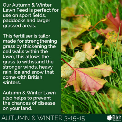 Elixir Gardens Autumn & Winter Fertiliser Sports Field, Paddock & Lawn Feed 3-15-15 N.P.K x20kg Bag