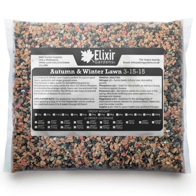 Elixir Gardens Autumn & Winter Fertiliser Sports Field, Paddock & Lawn Feed 3-15-15 N.P.K x20kg Bag