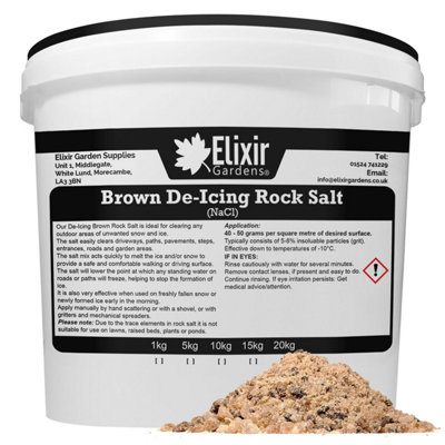 Elixir Gardens Brown De-Icing Rock Salt for Snow & Ice on Driveways ...