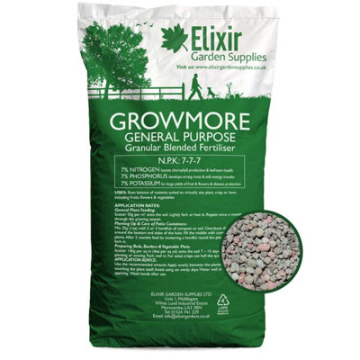 Elixir Gardens Bumper Crop Growmore General Purpose Fertiliser bag x10kg