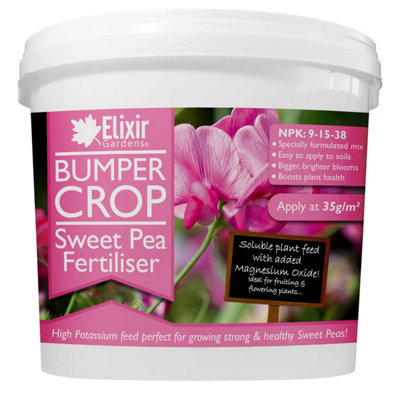 Elixir Gardens Bumper Crop Soluble Sweet Pea Fertiliser N.P.K: 9-15-38 ...