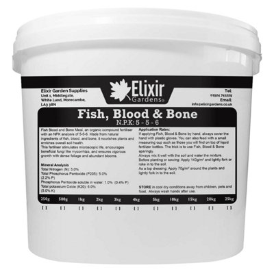 Elixir Gardens Fish Blood and Bone 5-5-6 in tub x 25kg