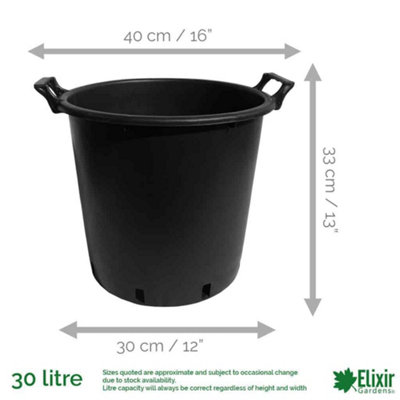 Elixir Gardens Heavy Duty 30 Litre Tree & Shrub Patio Recycled Plastic Container Pots/Tubs with Handles x2