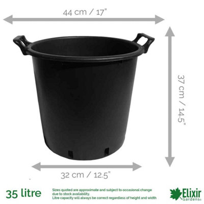 Elixir Gardens Heavy Duty 35 Litre Tree & Shrub Patio Recycled Plastic Container Pots/Tubs with Handles x3