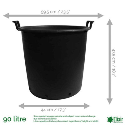 Elixir Gardens Heavy Duty 90 Litre Tree & Shrub Patio Recycled Plastic Container Pots/Tubs with Handles x5