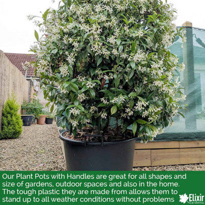 Elixir Gardens Heavy Duty 90 Litre Tree & Shrub Patio Recycled Plastic Container Pots/Tubs with Handles x5