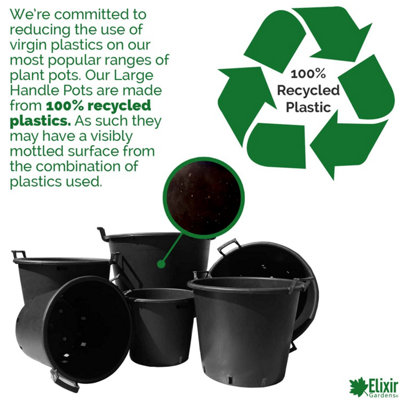 Elixir Gardens Heavy Duty 90 Litre Tree & Shrub Patio Recycled Plastic Container Pots/Tubs with Handles x5
